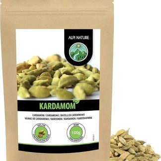 Стручки кардамона Alpi Nature 100 г, целые зеленые стручки кардамона с семенами для приготовления пищи.
