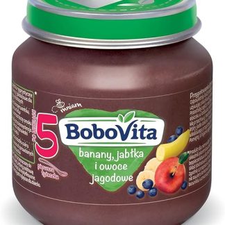 Десерт BoboVita с бананами, яблоками и ягодами, 125 г.