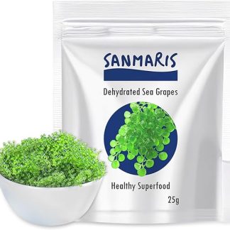 Морской виноград SANMARIS, сушеный, веганский, закуска из водорослей, зеленая икра, сушеные морские водоросли, для похудения, хрустящий (25 грамм)