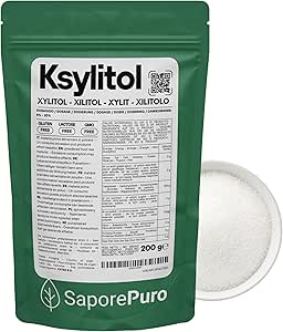 Натуральный березовый ксилитол Saporepuro 200 г - Натуральный заменитель сахара - Идеально подходит для десертов и напитков