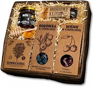 Экологичная подарочная корзина – натуральные сладости: сливы в шоколаде, меде и трюфеле.