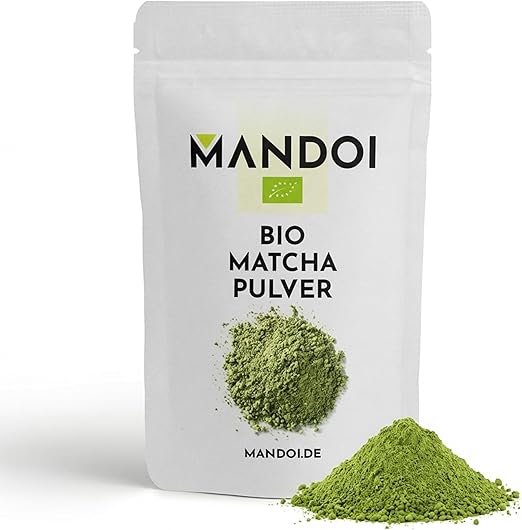 Органический порошок матча Mandoi, 100 г, порошок зеленого чая, идеально подходит для смузи, коктейлей или выпечки.