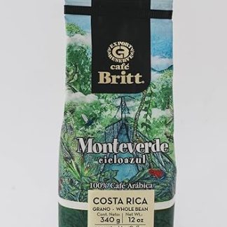 Cafe Britt® - Коста-риканский кофе Монтеверде (340 г) (1 упаковка) Кофе арабика, цельные зерна, кошерный, без глютена, средняя обжарка, кулинарный вкус