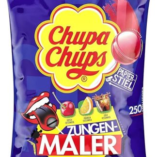 Набор для раскрашивания языка Chupa Chups, 250 леденцов, вкусы кола, вишня и апельсин, идеально подходит для дней рождения и Рождества, 250 x 12 г