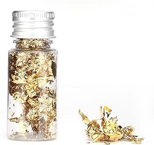 Золотая фольга Dioche, пищевые хлопья премиум-класса для украшения тортов, шоколада и десертов. Высокое качество, безопасно, упаковка из 2 бутылок.