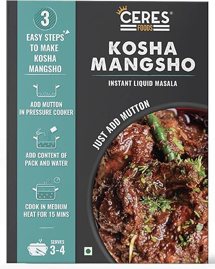 CERES FOODS Индийский бенгальский соус Коша Мангшо быстрого приготовления, жидкая масала для тушения. Просто добавьте 940 г баранины в пакетик с карри и воду. Паста из баранины Масала по рецепту Бихара, 200 г.