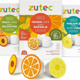 Zutec - Капсулы с ароматом сока (апельсин, ананас и персик) - Совместимо с кофемашинами Dolce Gusto* - 3 упаковки по 12 капсул - 36 капсул