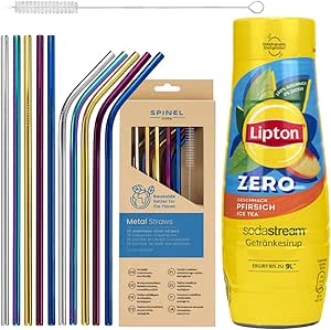 Сироп для холодного чая Sodastream Lipton Peach Zero + 10 металлических трубочек