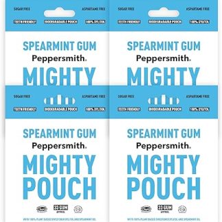 Peppersmith - Британская мятная жевательная резинка - 100% растительный ксилитол - Освежитель дыхания - Жевательная резинка без сахара - Польза для здоровья полости рта - Мощная упаковка - Набор из 4 штук