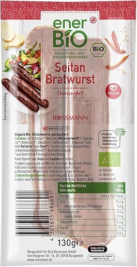 enerBIO Seitan Bratwurst Chorizo-Art (веганская колбаса) 130 г