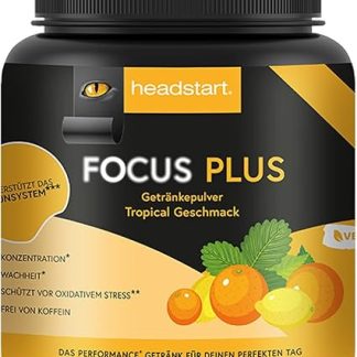 Веганский порошок Headstart для вашего энергетического напитка-бустера Focus Plus Tropical 500 мл Еда для космонавтов без кофеина для повышения концентрации Повышенная производительность Игровой бустер для космонавтов