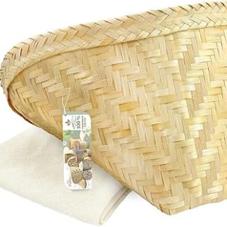 Большая корзина для клейкого риса, ручная работа, традиционный тайский узор в виде бамбуковых крыльев, размер 61 x 61 см.