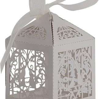 Набор для украшения сладостей Trimming Shop, 100 штук, подарочная коробка с любимыми принадлежностями, точная резка, милые птички, для свадьбы, дня рождения, детского праздника, вечеринки, с лентами, серебристый.