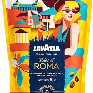 Молотый кофе Lavazza, Tales of Roma, идеально подходит для мока-кофеварок, с ароматическими нотами фундука и темного шоколада, арабика, крепость 8/10, средняя обжарка, 200 г.