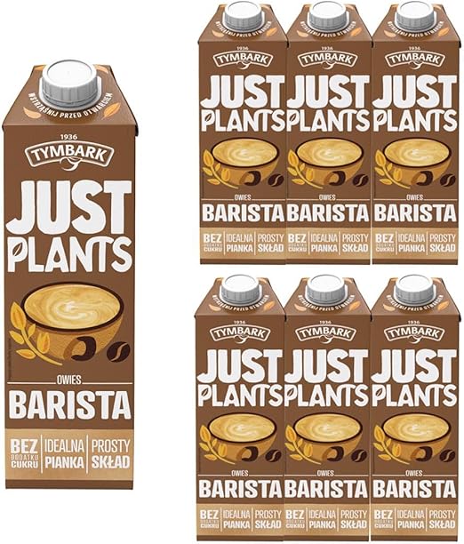 Tymbark Just Plants, овсяный напиток для бариста, на растительной основе, для кофе, картонная упаковка, 15% овса, без добавления сахара, 1 л x 6 шт.