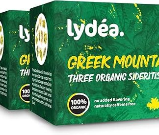 Органический греческий горный чай Lydea, 60 пирамидок, высококачественные цельные листья и цветки сидеритиса, традиционный и аутентичный греческий чай, натурально без кофеина, 3 упаковки [3 x 20 пирамидок]