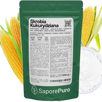 Натуральный кукурузный крахмал SaporePuro 200 г – натуральный загуститель для десертов, кремов и соусов – без глютена и подходит для веганов.