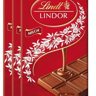 Набор из 3 плиток шоколада Lindt LINDOR, молочный, 3 x 100 г Шоколадный подарок Шоколадная плитка