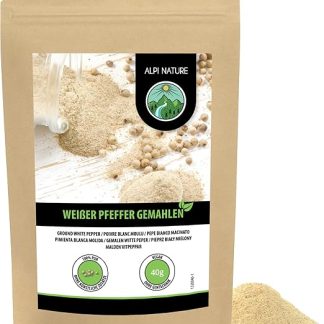 Молотый белый перец Alpi Nature 40 г, молотый перец горошком, порошок белого перца для приготовления пищи.