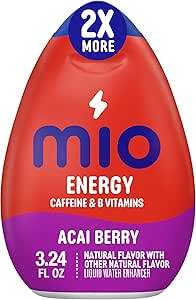 Жидкий напиток для улучшения вкуса воды mio Energy со вкусом ягод асаи и другими натуральными ароматизаторами, бутылка 3,24 жидких унции.