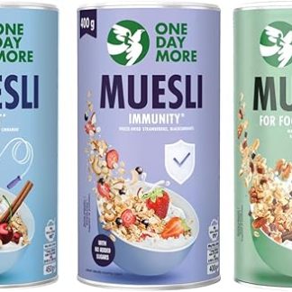 Функциональные мюсли x3, овсяные хлопья, чиа, грецкий орех, арахис, клубника, вишня, клетчатка, белок, для поддержания формы после тренировки, овсяная гранола, полезный перекус, OneDayMore