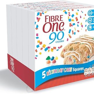 Fibre One Limited Edition, квадратики со вкусом именинного торта (90 калорий), 5 x 24 г (упаковка из 5 штук)
