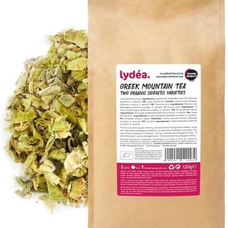 Греческий горный органический чай Lydea, 120 г, традиционный и аутентичный греческий травяной чай из рассыпных листьев, натурально не содержит кофеина, мелко нарезанный.