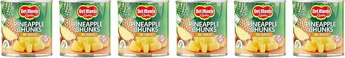 Ананасовые кусочки DEL MONTE в соке, 435 г, упаковка из 6 штук.