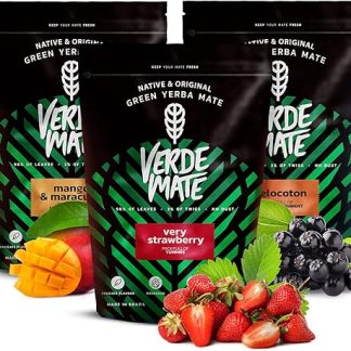 Набор Verde Mate Green Fruit Yerba Mate Манго и маракуйя, мелокотон, клубника Бразильская зеленая мате с фруктами Мягкий вкус 3 x 500 г