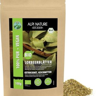 Alpi Nature Органические нарезанные лавровые листья 100 г, сушеные и нарезанные листья, кусочки лаврового листа