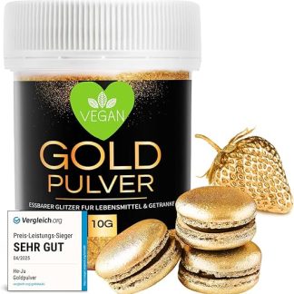 Пищевой порошок He-Ju Gold, веганский, без E171, пищевой краситель, золотой, съедобные блестки для напитков и еды, 1 x 10 г