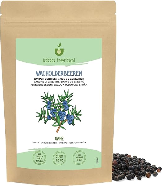 Сушеные ягоды можжевельника IDDA Herbal, 250 г, целые ягоды можжевельника, без добавления сахара, сухофрукты.