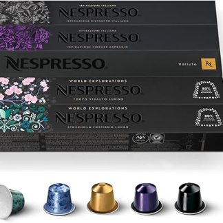 Nespresso Original, набор из 50 капсул кофе для эспрессо и лунго, обжаренных от светлой до темной степени.