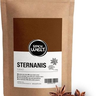 Целый звездчатый анис Spicy Welt (100 г) – звездчатый анис для зимнего чая, компота, украшений, десертов, имбирных пряников и восточных блюд Красивый внешний вид 100% натуральный, без добавок