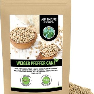 Белый перец Alpi Nature, 250 г, цельный белый перец, белый перец горошком, белый перец горошком