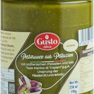 Фисташковый песто Gusto Etna для пасты, 190 г, итальянский пикантный соус.