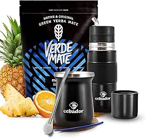 Чайный набор для йерба мате – Verde mate Green Más IQ 500 г + Yerbomos X 3 в 1 + TermoMate PRO из нержавеющей стали + Bombilla Mercedes и аксессуары