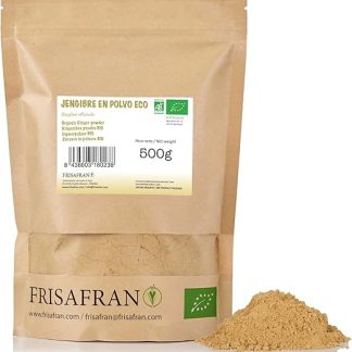 FRISAFRAN Органический молотый имбирь Имбирный порошок 500 г Натуральный имбирный порошок Без добавок Веганский Сушеный имбирь Органический имбирный порошок Имбирь как специя Молотый имбирь Молотый