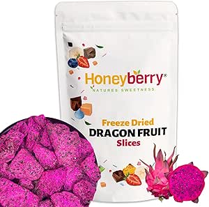 Сублимированные ломтики драконьего фрукта 100 г - Сублимированная натуральная питахайя - Сублимированные тропические фрукты - Сушеные плоды драконьего фрукта для украшения тортов, десертов, закусок, смузи, коктейлей