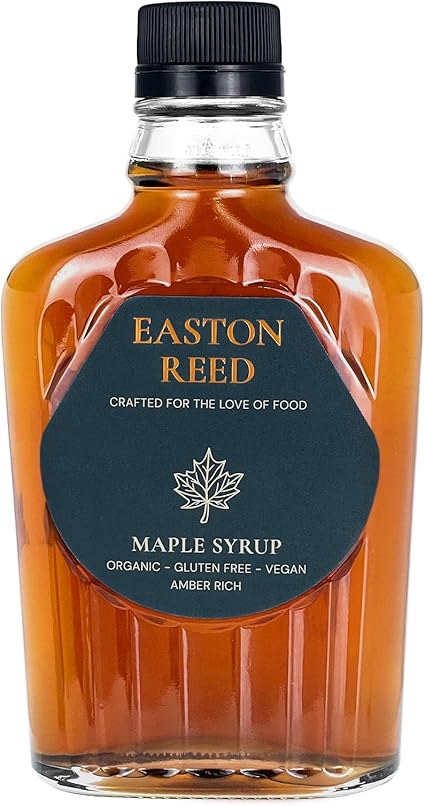 Кленовый сироп Easton Reed Organic класса А, янтарного цвета, 250 мл - канадский кленовый сироп из Квебека - веганский заменитель сахара для блинов и маринадов - стеклянная бутылка, янтарного цвета