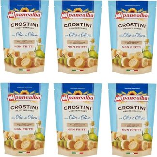 6 x Panealba Crostini Mediterraneo con Olio di Oliva Гренки с оливковым маслом, солонка, необжаренная закуска, 100 г