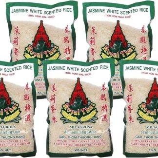 Упаковка из 5 пакетиков ароматного жасминового риса [5 x 1 кг] Королевский тайский жасминовый рис