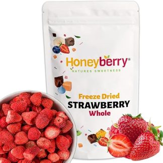 Сублимированная целая клубника 100 г – Натуральные сублимированные фрукты без добавления сахара – Идеально подходит для украшения тортов, пирожных, десертов и в качестве полезного перекуса.