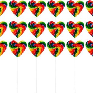 Радужные леденцы в форме сердечек, 30 г – 20 штук – Веганские и халяльные конфеты, без глютена и лактозы – Красочные леденцы в форме сердечек со вкусом тутти-фрутти – Идеи для подарков