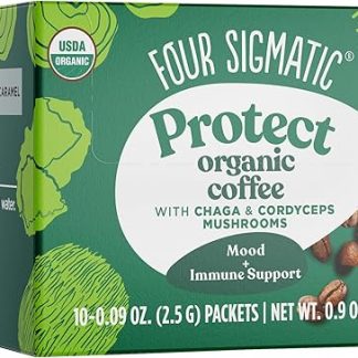 Растворимый органический кофе Four Sigmatic в порошке С кордицепсом, чагой и элеутерококком Смесь для приготовления кофе с грибами 10 пакетиков