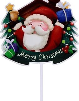 Рождественское украшение для торта - красочные акриловые украшения для торта с рождественским принтом для вечеринки в честь Рождества и Нового года.