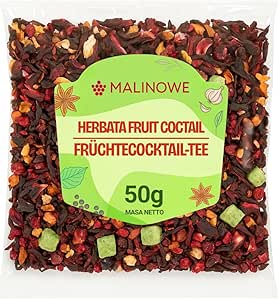 Чай с малиной и фруктовыми добавками, 50 г, с гибискусом и лимоном.