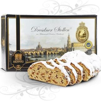 750 г Original Dresdner Christstollen® ручной работы в подарочной упаковке с мотивом Каналетто Дрезден.