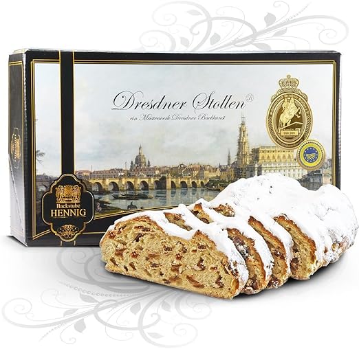 750 г Original Dresdner Christstollen® ручной работы в подарочной упаковке с мотивом Каналетто Дрезден.
