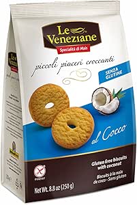 Безглютеновое итальянское песочное печенье с кокосом, 250 г, Le Veneziane.